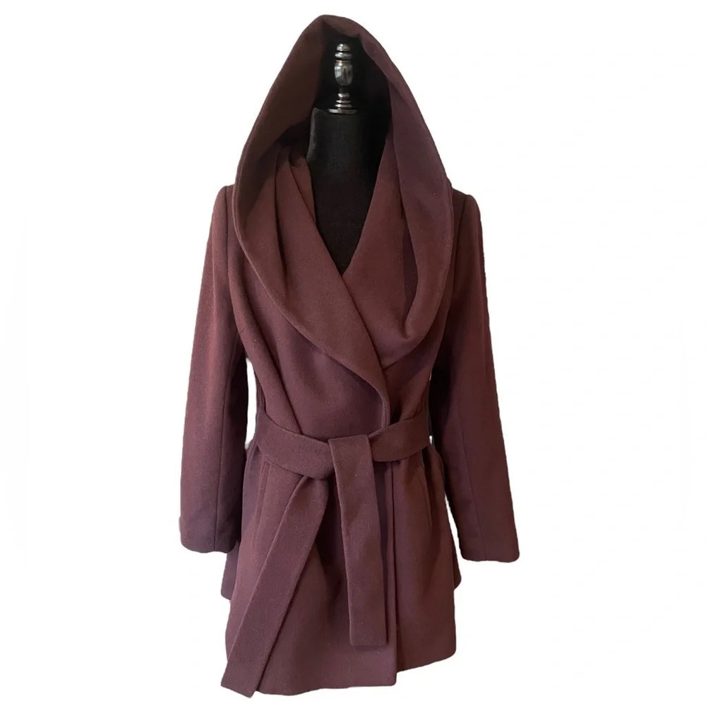 Trina Turk Wool Cashmere Blend Hooded Coat size 14